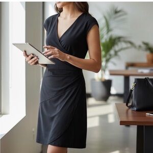 Athleta nectar faux wrap black dress size small